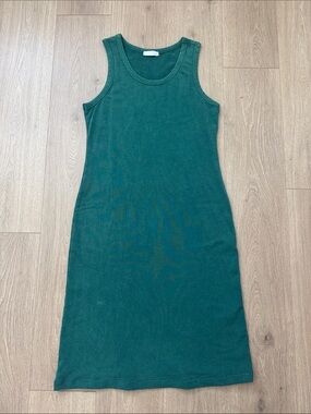 Sleeveless Terry Midi Dress in Soft Emerald Green
